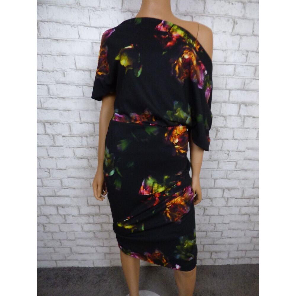 $225 Alexia Admor Draped Shoulder Olivia Black Floral Dress Small NEW A506 - Picture 3 of 15